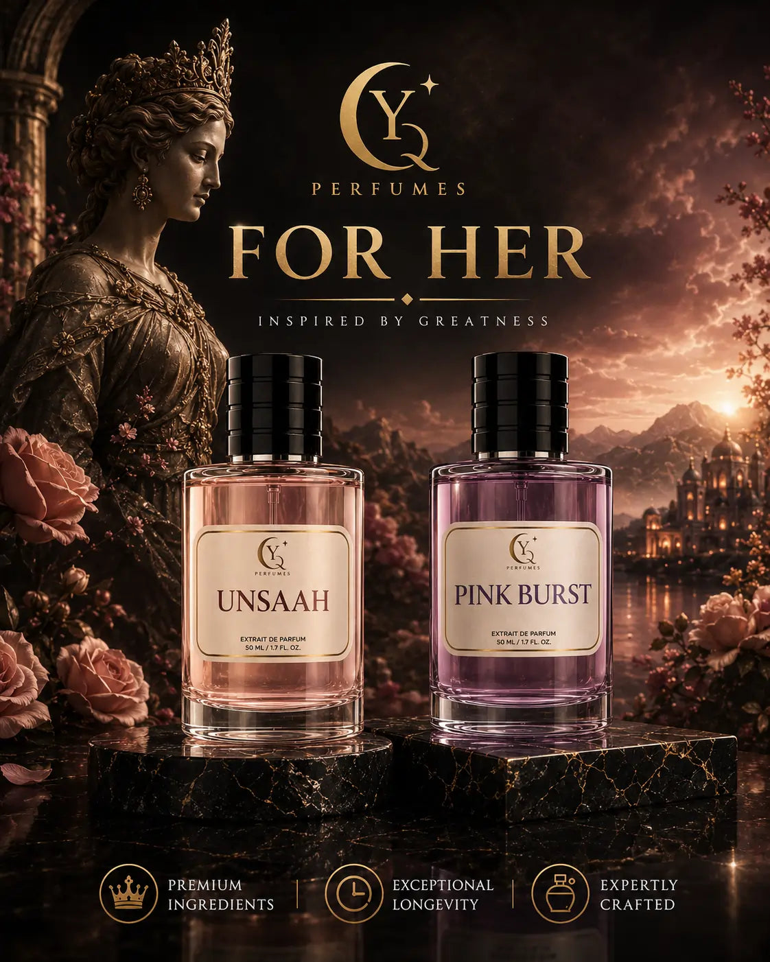 Women’s Perfumes in Pakistan – Unsaah and Pink Burst by YQ Perfumes